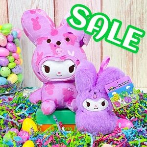 Easter Sanrio Kuromi x Peeps Bunny Bundle Set 9” Plush and 5” Backpack Clip NWT